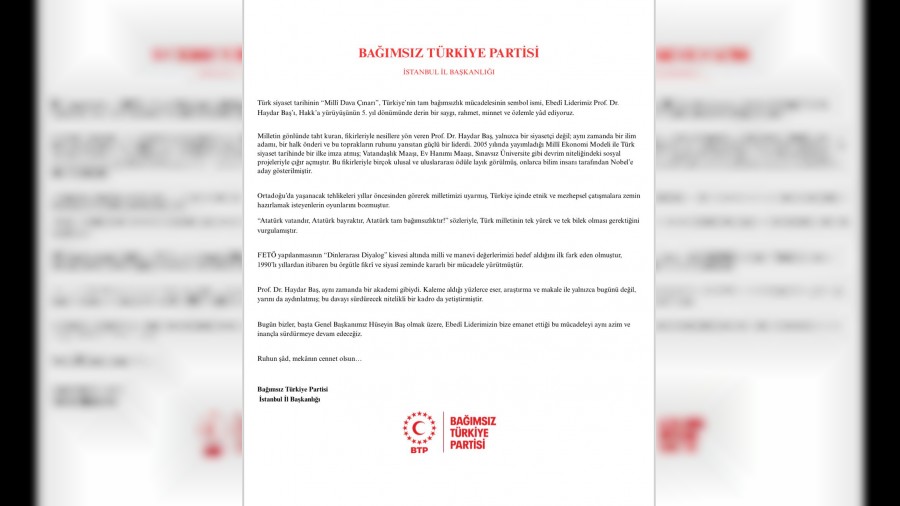 BTP stanbul l Bakanl'ndan Haydar Ba' anma mesaj 