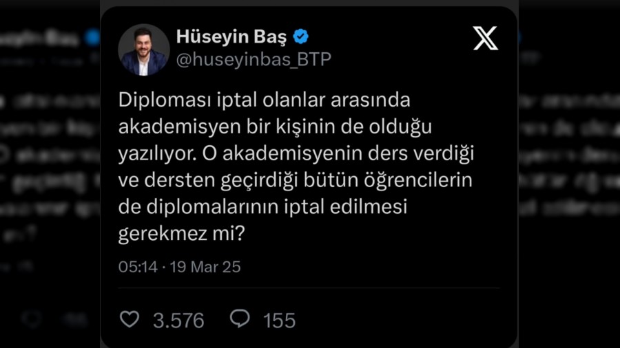 BTP Lideri Hüseyin Baş'tan İmamoğlu açıklaması