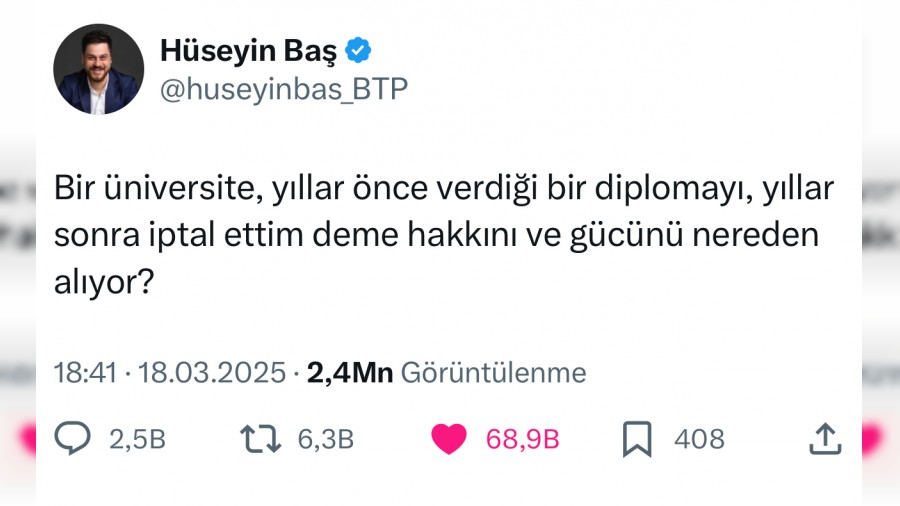 BTP Lideri Hüseyin Baş'tan İmamoğlu açıklaması