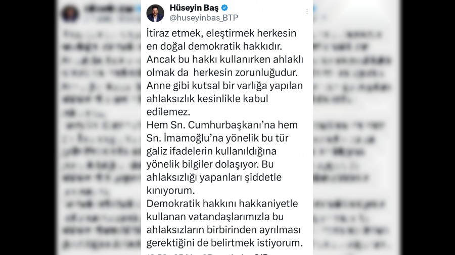 Hseyin Ba'tan Tenzile Erdoan ve Dilek mamolu'nu hedef alan irkin szlere tepki